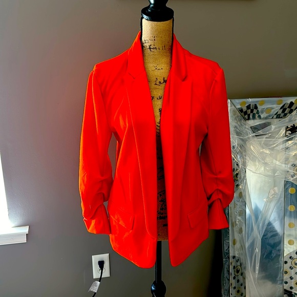 scoop Jackets & Blazers - NWOT Scoop Scuba blazer with scrunch sleeves medium in lobster red